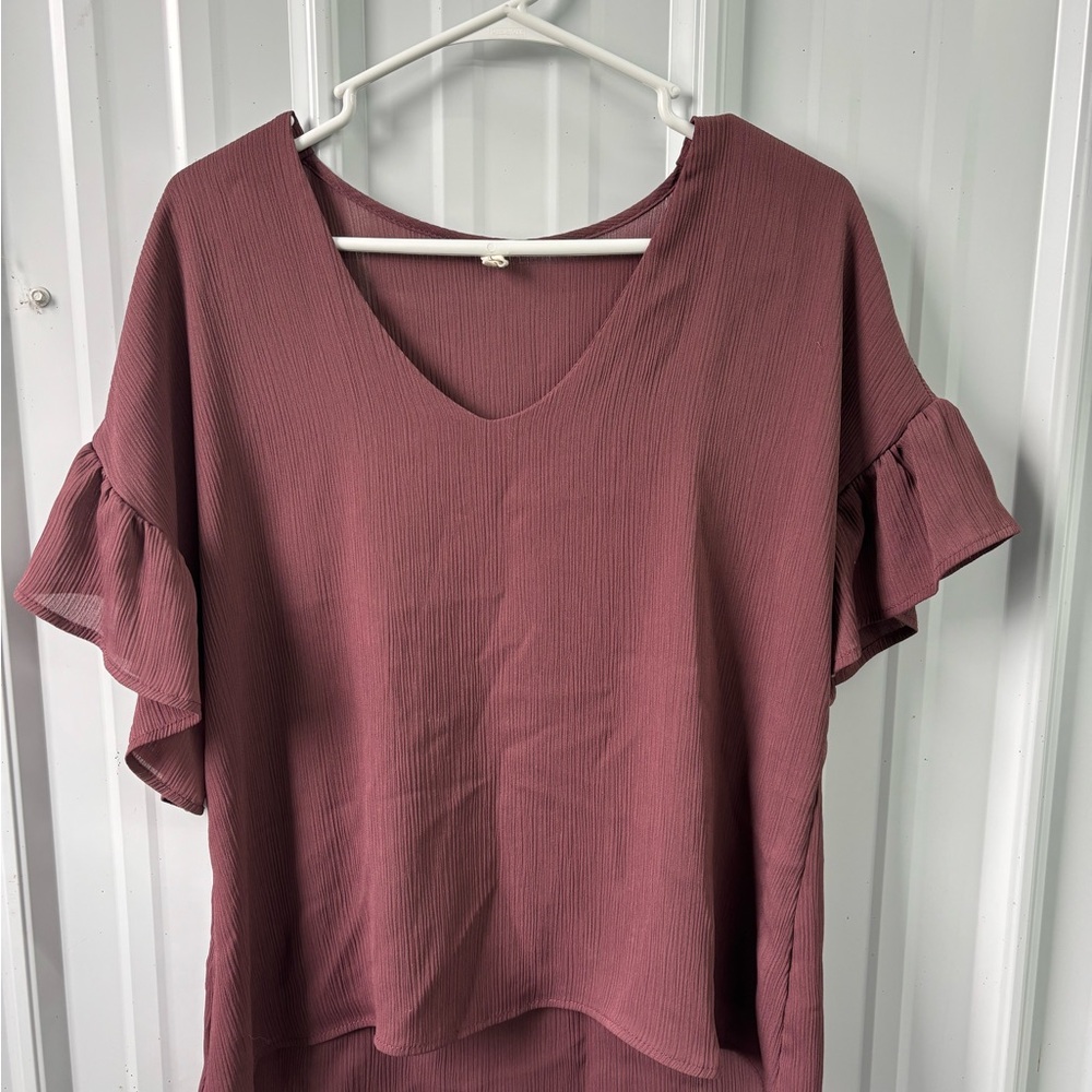 Tyche Pink and Purple Flutter Sleeve Blouse